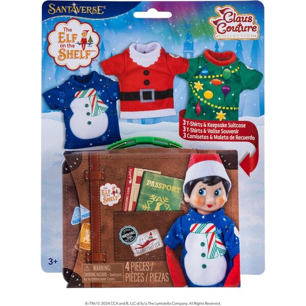 Set aus 3 Claus Couture T-Shirts für Elfen mit Weihnachtsthemen: Kekse, Schokolade und Donuts