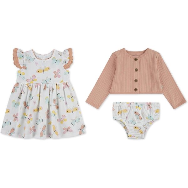 HUGGIES Set aus Kleid und Strickjacke für Babymädchen aus weicher und natürlicher Bio-Baumwolle