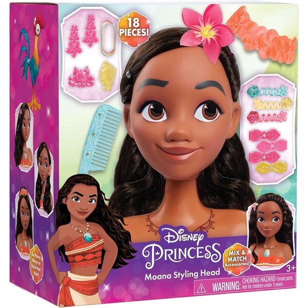 Kreatywna gra Disney Princess Moana Styling Head dla dzieci w wieku 3 lat z 14 akcesoriami