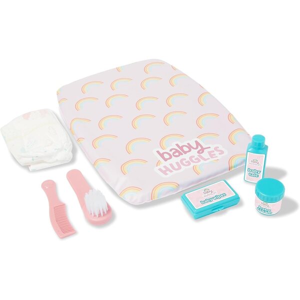 Súprava prebaľovacieho stolíka Casdon Baby Huggles pre bábiky s kompletným a opakovane použiteľným príslušenstvom