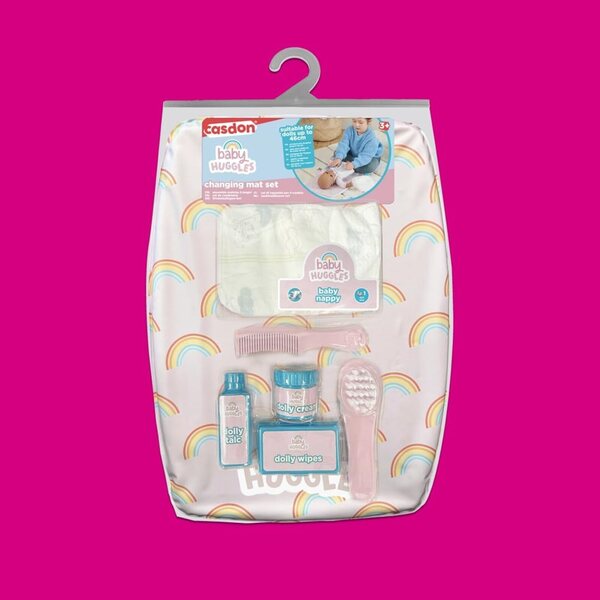 Súprava prebaľovacieho stolíka Casdon Baby Huggles pre bábiky s kompletným a opakovane použiteľným príslušenstvom