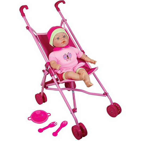 Lissi Regenschirm-Kinderwagen mit 16-Zoll-Puppe und Zubehör für Rollenspiele