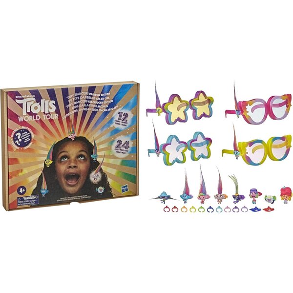 Tiny Dancers Trolls World Tour Edition Regenbogen-Set mit 12 Minifiguren und Zubehör