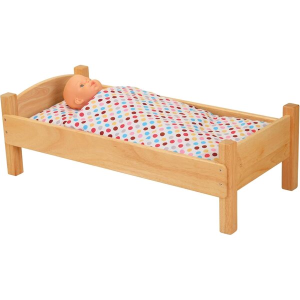 Solid Hardwood Baby Doll Bed – Sturdy, Child-Sized Wooden Doll Bed for Pretend Play – 29” x 14” – Durable, Timeless Design for Early Childhood Classrooms, 18 Months+