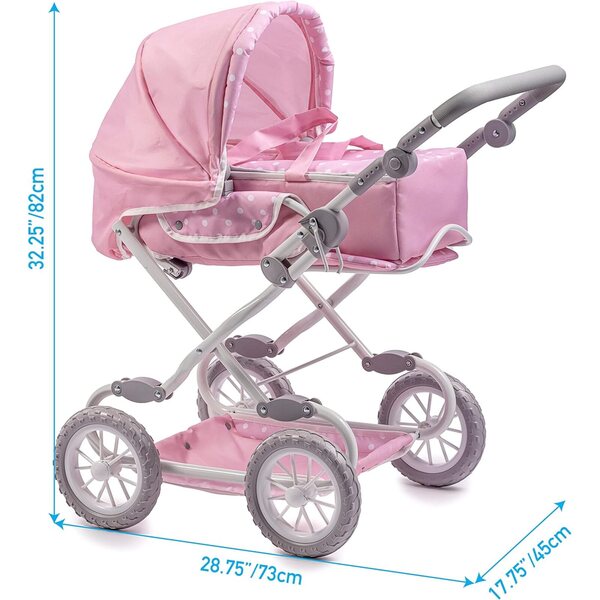 Deluxe-Klappkinderwagen für Puppen Berenguer Boutique Pink mit Baldachin