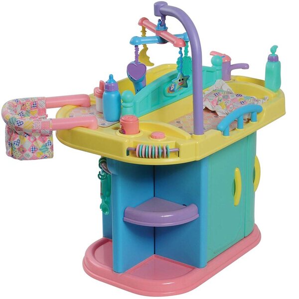 Constructive Playthings Baby Doll Changing Table with Accessories, Multicolor