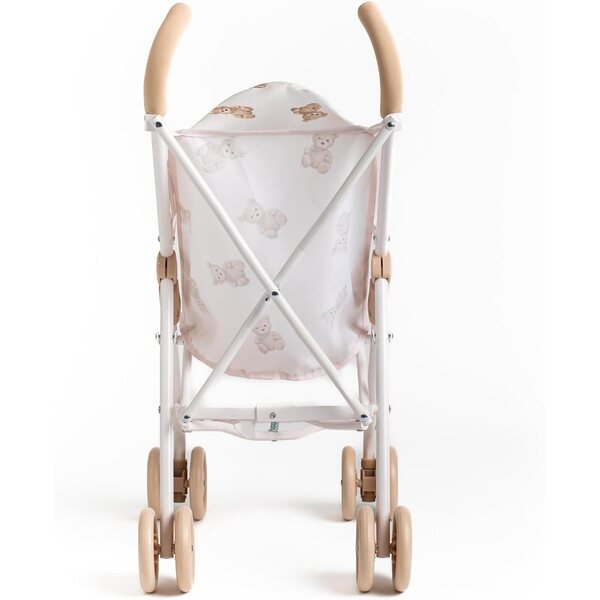 Kinderwagen Roma Teddy XL für Puppen bis 42 cm mit beigem ausziehbarem Verdeck