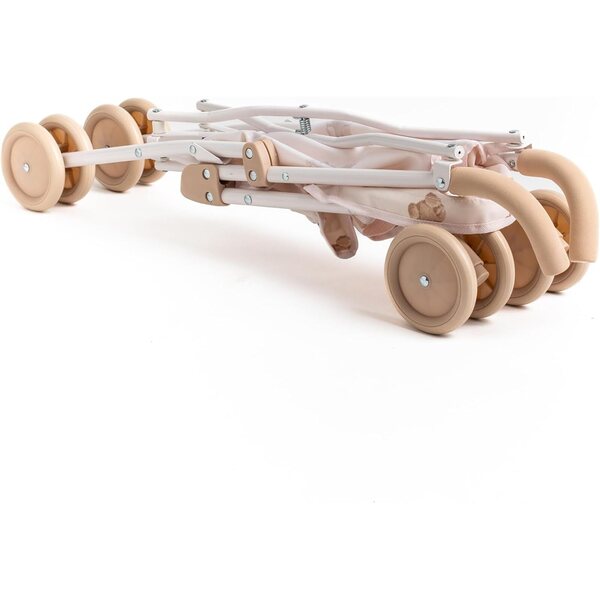 Kinderwagen Roma Teddy XL für Puppen bis 42 cm mit beigem ausziehbarem Verdeck