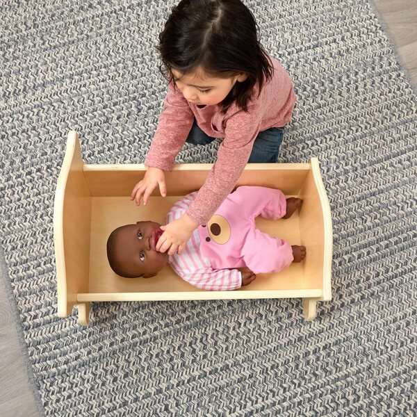 Holzwiege für Puppen bis 56 cm, Lernspielzeug für Kinder