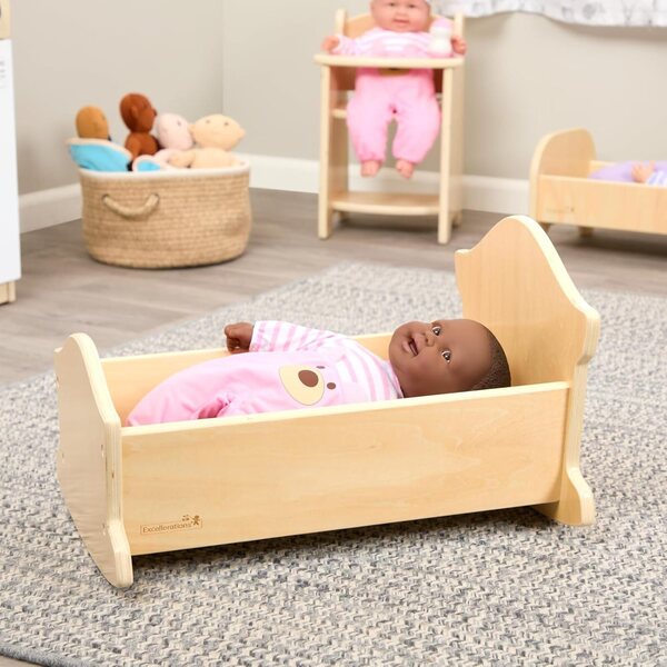 Holzwiege für Puppen bis 56 cm, Lernspielzeug für Kinder