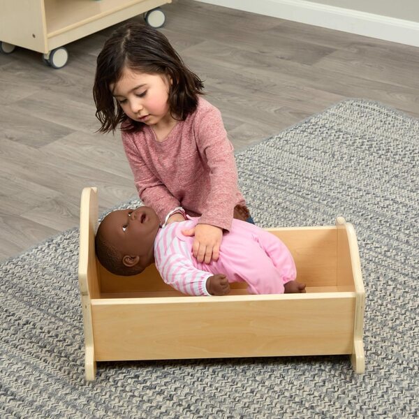 Holzwiege für Puppen bis 56 cm, Lernspielzeug für Kinder