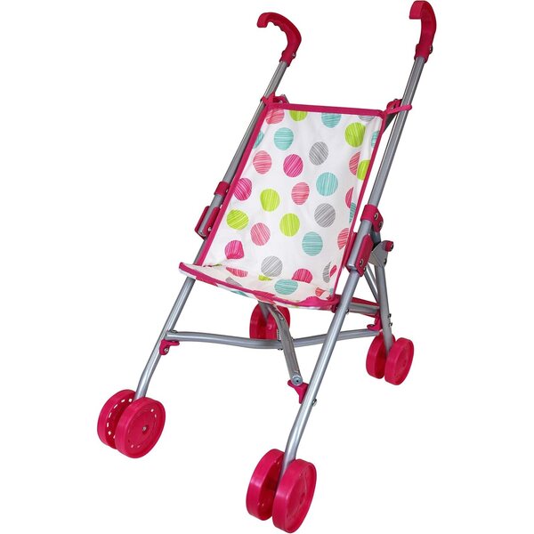 Lissi 12-Zoll-Puppenset mit faltbarem Autositz und Kinderwagen in Pink Polka Dot