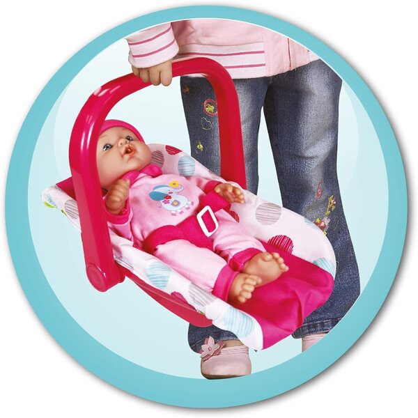 Lissi 12-Zoll-Puppenset mit faltbarem Autositz und Kinderwagen in Pink Polka Dot