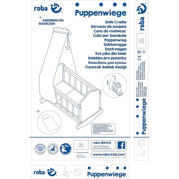 Roba Stella -nukkekehto kaapilla ja tähtikankailla, harmaa ja valkoinen