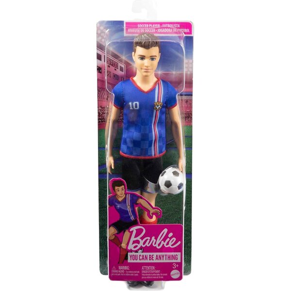 Ποδοσφαιριστής Barbie Ken με στολή Νούμερο 10, Περιλαμβάνονται κόκκινες κάλτσες και μπάλα