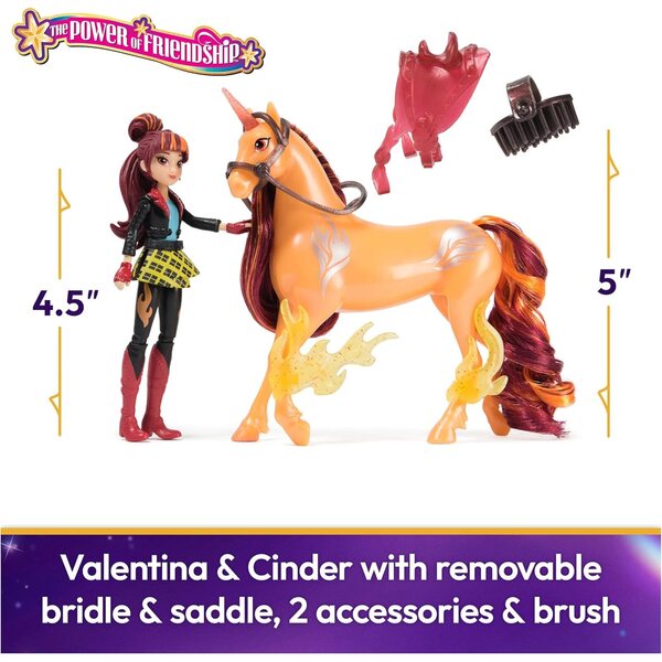 Unicorn Academy Valentina & Cinder Set mit Pferd und leuchtendem Zubehör für Mädchen ab 4 Jahren