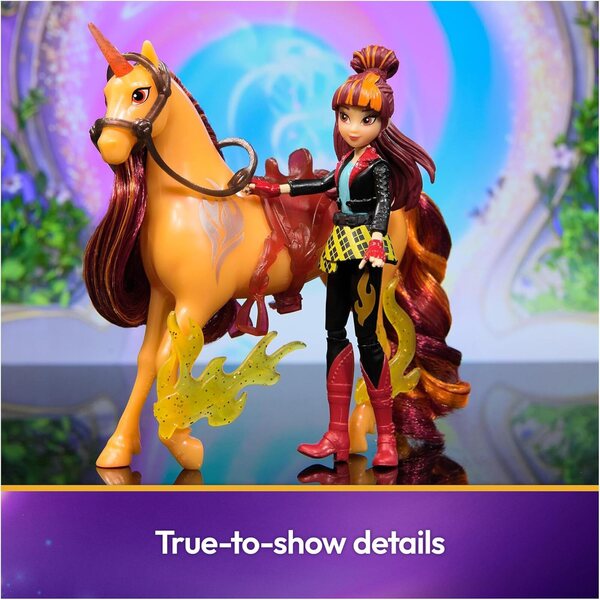 Unicorn Academy Valentina & Cinder Set mit Pferd und leuchtendem Zubehör für Mädchen ab 4 Jahren