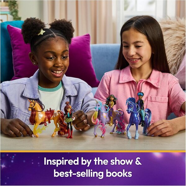 Unicorn Academy Valentina & Cinder Set mit Pferd und leuchtendem Zubehör für Mädchen ab 4 Jahren