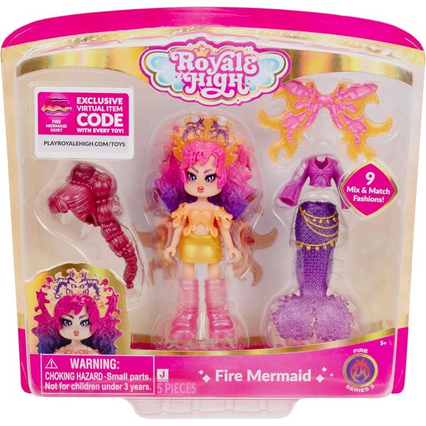 Lalka Royale High Fire Mermaid 3” z 9 akcesoriami i wirtualnym kodem w zestawie